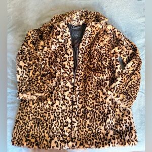 Steve Madden Leopard Print Faux Fur Coat